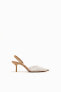 High-heel slingback shoes with faux pearls