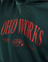 ONLY & SONS oversized hoodie with Ohio print in dark green