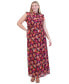 ფოტო #1 პროდუქტის Plus Size Printed Chiffon Ruffle Maxi Dress