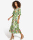 Фото #3 товара Women's Floral-Print Balloon-Sleeve Maxi Dress