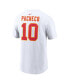Фото #2 товара Men's Isiah Pacheco White Kansas City Chiefs Super Bowl LVIII Patch Player Name and Number T-shirt