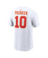 Men's Isiah Pacheco White Kansas City Chiefs Super Bowl LVIII Patch Player Name and Number T-shirt