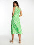 Фото #5 товара New Look v neck midi column dress in green mark making pattern