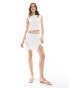 Фото #1 товара ASOS DESIGN linen blend split hem fitted mini skirt co in ivory