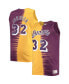 Фото #1 товара Men's Magic Johnson Purple and Gold Los Angeles Lakers Profile Tie-Dye Player Tank Top