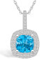 ფოტო #1 პროდუქტის Blue Topaz (2-3/4 Ct. T.W.) and Diamond (1/2 Ct. T.W.) Halo Pendant Necklace in 14K White Gold
