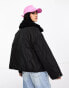 New Look puffer jacket with borg collar in black