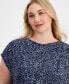 ფოტო #3 პროდუქტის Plus Size Printed Knit Pleated-Trim Top