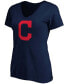 ფოტო #3 პროდუქტის Women's Navy Cleveland Indians Core Official Logo V-Neck T-shirt