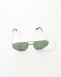 Фото #4 товара ASOS DESIGN archive aviator sunglasses in gold with green lens