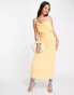 Pretty Lavish Keisha ruched midaxi dress with thigh split in matte orange