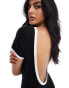 ASOS DESIGN scoop back playsuit in black with white tipping