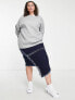 Nike Plus mini swoosh oversized crew sweatshirt in grey and sail