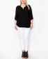 Фото #4 товара Plus Size 1 Button Henley Rolled Tab 3/4 Sleeve Top