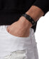 ფოტო #3 პროდუქტის Gunmetal IP Stainless Steel Logo Leather Flex Bracelet