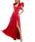 Фото #9 товара Juniors' V-Neck Ruffled Lace-Up Gown