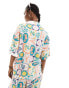 Native Youth tile print bowling shirt co-ord in multi