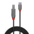 Lindy 0.5m USB 2.0 Typ C an B Kabel - Anthra Line - 0.5 m - USB C - USB B - USB 2.0 - 480 Mbit/s - Black
