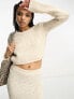 Фото #3 товара ASOS DESIGN crop jumper in textured ladder stitch in cream co-ord
