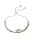 Cubic Zirconia Elephant and Green Crystal Double Strand Bolo Bracelet