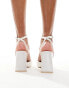 Be Mine Wide Fit Bridal Jomi block heeled shoes with bow in ivory