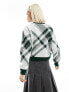 Mango tartan check jumper in green