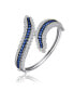 ფოტო #1 პროდუქტის Sterling Silver Rhodium Plated with Sapphire Cubic Zirconia Bangle Bracelet