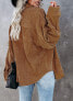 Fantaslook Women Corduroy Shacket Jacket Casual Long Sleeve Button Down Size S