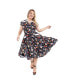 Plus Size 1950s Hedda Swing Dress Black, sugar skulls. Florals, 2X - фото #1