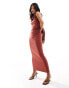 4th & Reckless Petite sleeveless ruched high neck maxi dress in dusty pink Красный, 36 - фото #2