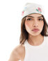 ASOS DESIGN postcard print headscarf in white