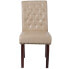 Фото #3 товара Hercules Series Beige Leather Parsons Chair With Rolled Back, Accent Nail Trim And Walnut Finish