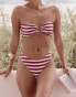 4th & Reckless x Luana Barron paloma high leg stripe bikini bottom in cherry red