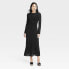 Women's Long Sleeve Maxi Pointelle Dress - A New Day Black XS