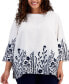 Фото #2 товара Plus Size 100% Linen Embroidered Top, Created for Macy's