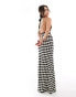 ASOS DESIGN halter neck crochet maxi dress in mono print