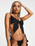 New Girl Order festival triangle butterfly shape bikini top in black crochet