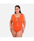 ფოტო #2 პროდუქტის Plus Size Marina Caged Swimsuit - Persimmon