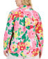 Plus Size Linen Floral-Print Roll-Tab Shirt, Created for Macy's