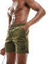 Фото #1 товара Marshall Artists crinkle nylon swim short with logo in khaki