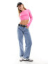 JJXX cropped ribbed long sleeve top in pink