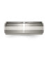 Фото #3 товара Titanium Brushed Sterling Silver Inlay Ridged Edge Band Ring