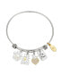 ფოტო #1 პროდუქტის 14K Gold Two Tone Flash-Plated Crystal Live Love Bark Dog Mom Multi Charm Bangle Bracelet