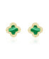 ფოტო #1 პროდუქტის Malachite Lace Clover Stud Earrings