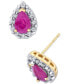 ფოტო #1 პროდუქტის Ruby (1 ct. t.w.) & Diamond (1/4 ct. t.w.) Teardrop Stud Earrings in 14k Gold