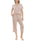 ფოტო #4 პროდუქტის Women's 2-Pc. Printed Capri Pajamas Set
