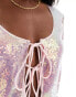 Aria Cove sequin tie front top co-ord in pink