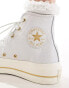 Converse Chuck Taylor All Star Lift Hi trainers in grey with gold details