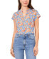 Фото #1 товара Women's Floral Split Neck Short Sleeve Blouse