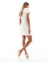 Фото #2 товара Kaiia boucle plunge neck zip through mini dress in ivory